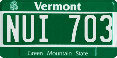 VT license plate NUI703