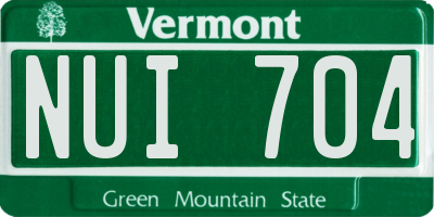 VT license plate NUI704