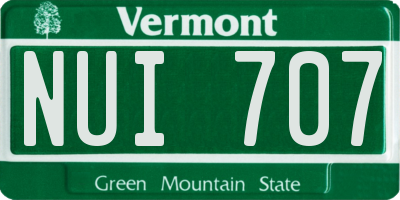 VT license plate NUI707