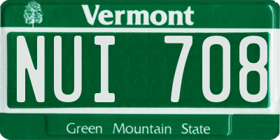 VT license plate NUI708