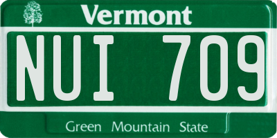VT license plate NUI709