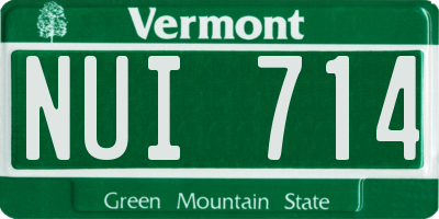 VT license plate NUI714