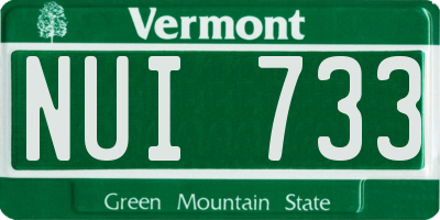 VT license plate NUI733