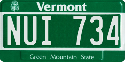 VT license plate NUI734