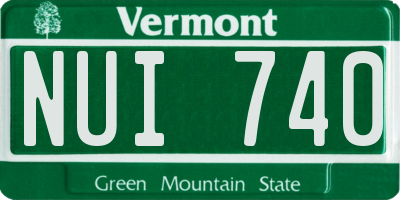 VT license plate NUI740
