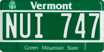VT license plate NUI747