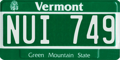 VT license plate NUI749