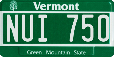 VT license plate NUI750