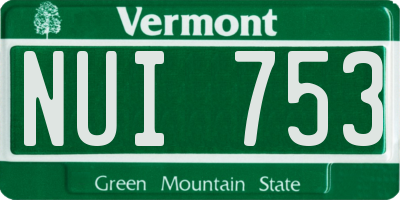 VT license plate NUI753