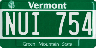VT license plate NUI754