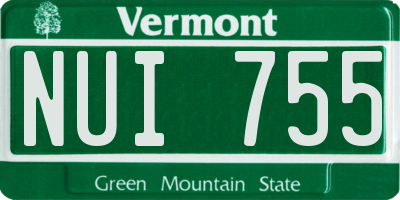 VT license plate NUI755
