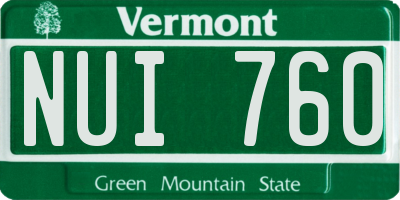 VT license plate NUI760