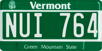 VT license plate NUI764