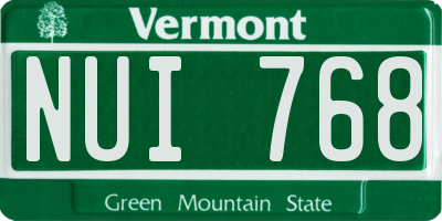 VT license plate NUI768