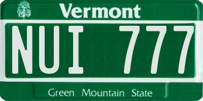 VT license plate NUI777
