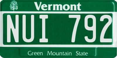 VT license plate NUI792