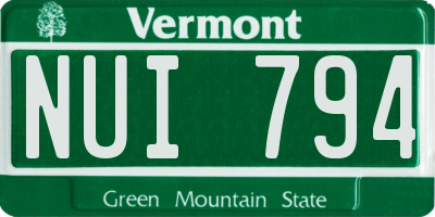 VT license plate NUI794