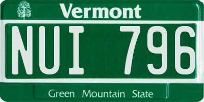 VT license plate NUI796