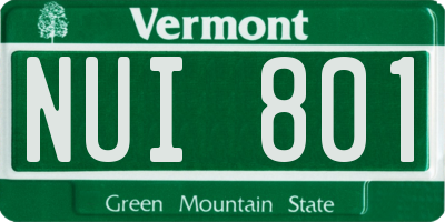 VT license plate NUI801