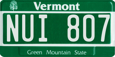 VT license plate NUI807