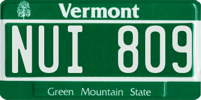 VT license plate NUI809