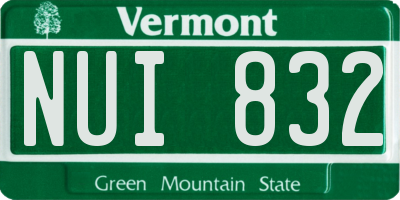VT license plate NUI832