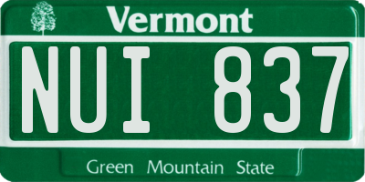 VT license plate NUI837