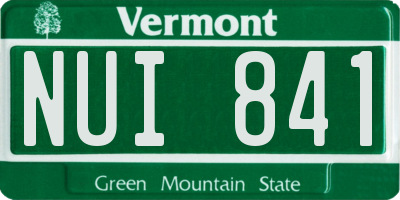 VT license plate NUI841