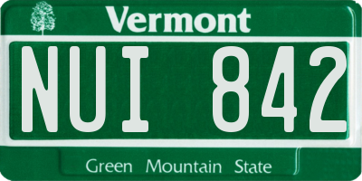 VT license plate NUI842