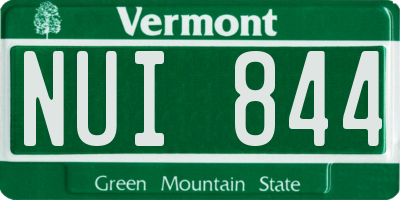 VT license plate NUI844
