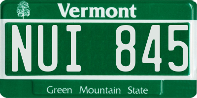 VT license plate NUI845