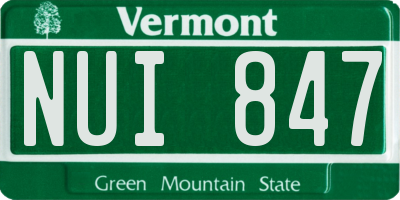 VT license plate NUI847