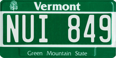 VT license plate NUI849