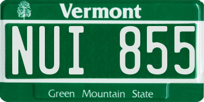 VT license plate NUI855