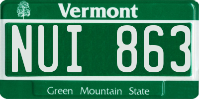 VT license plate NUI863