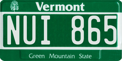 VT license plate NUI865
