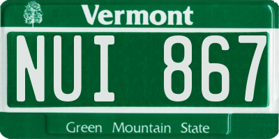 VT license plate NUI867