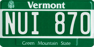 VT license plate NUI870