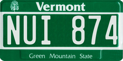 VT license plate NUI874