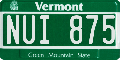 VT license plate NUI875