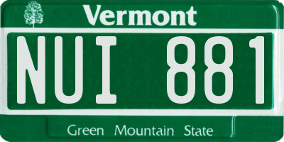VT license plate NUI881