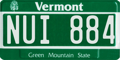 VT license plate NUI884