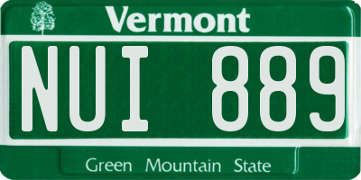 VT license plate NUI889