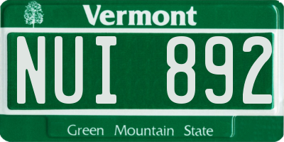 VT license plate NUI892
