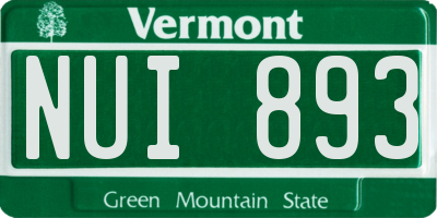 VT license plate NUI893
