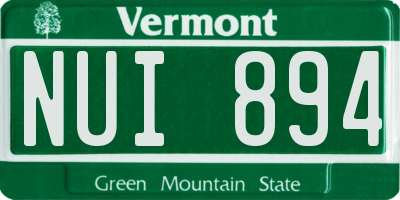 VT license plate NUI894