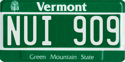VT license plate NUI909