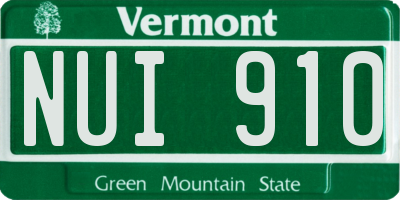 VT license plate NUI910
