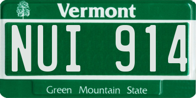 VT license plate NUI914