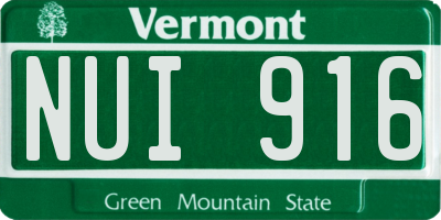 VT license plate NUI916